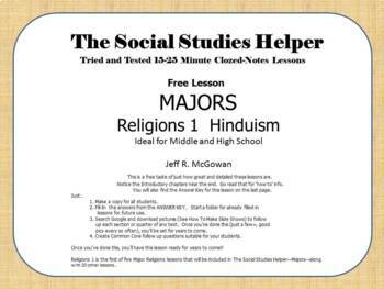 Preview of Social Studies  Religions 1 Hinduism  Clozed-Notes Free Lesson