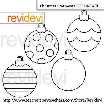 Preview of Free Line Art - Coloring Clip Art / Christmas Ornaments (set of 4)