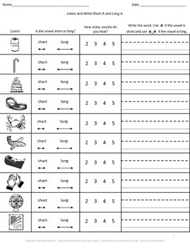 Free Listen and Write Long Vowel Patterns Book 4 Sample Page by Tchrgrl