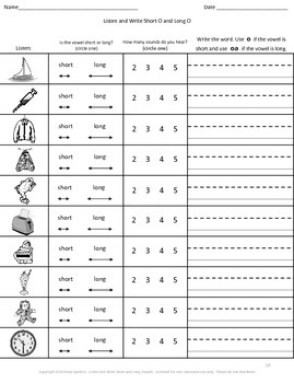 Free Listen and Write Long Vowel Patterns Long O Worksheet by Tchrgrl