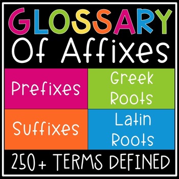 Preview of Free Lists of Prefixes, Suffixes, Greek and Latin Roots (Student Glossary)