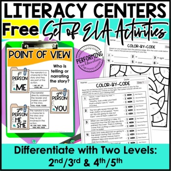 Preview of Free Literacy Centers | Reading Centers | Writing Centers | 2nd-5th ELA Centers