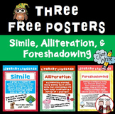 Free Literary Language Posters Foreshadowing Simile Alliteration