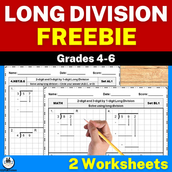 Preview of Free Long Division Practice Worksheets | With Remainders and No Remainders