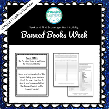 Preview of Free Long Preview Banned Books Week Seek & Find Scavenger Hunt Game ***Easy Prep