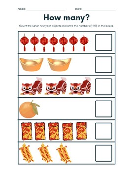 Preview of Free Lunar New Year Counting Worksheet
