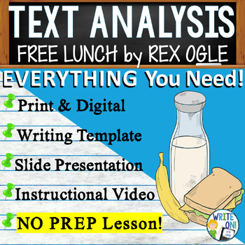 Preview of Free Lunch by Rex Ogle - Text Based Evidence - Text Analysis Essay Writing