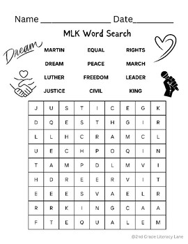Preview of Free MLK Vocabulary Word Search