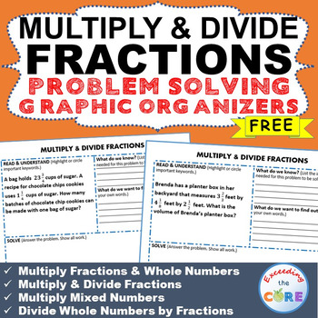 Free MULTIPLY AND DIVIDE FRACTIONS Word Problems with Graphic Organizer