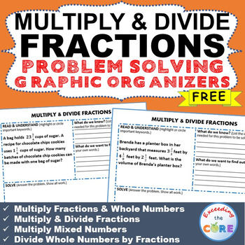 Preview of Free MULTIPLY AND DIVIDE FRACTIONS Word Problems with Graphic Organizer