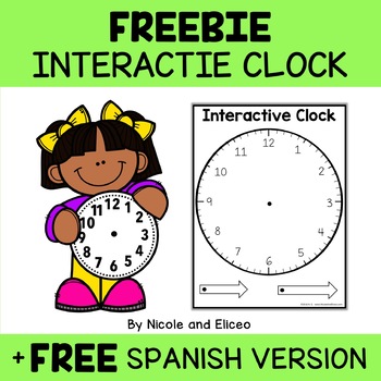 Preview of FREE Telling Time Clock Template + Spanish Version
