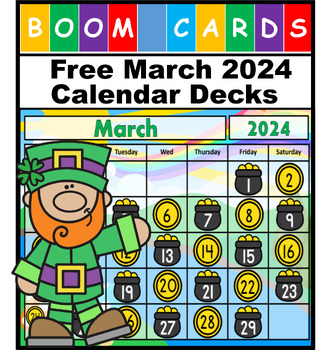 Preview of Free March Calendar Decks 2024 - Digital Calendar Boom Cards