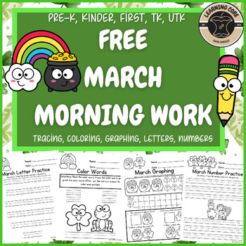 Preview of Free March Morning Work Packet PreK Kindergarten First TK UTK Special Ed