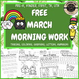 Free March Morning Work Packet PreK Kindergarten First TK 
