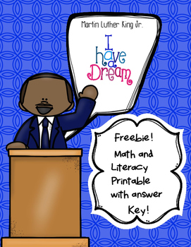 Preview of Free Martin Luther King Jr. Math and Literacy Printables