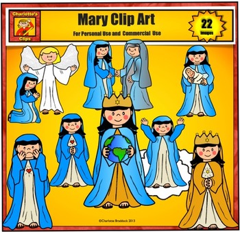 Preview of Mary Clip art by Charlotte's Clips - Catholic Christian Series