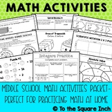 Free Distance Learning Math Activities at Home Packet