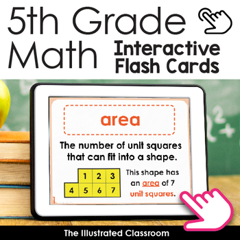 Preview of Free Math Activity - 5th Grade Math Vocabulary Interactive Flash Cards