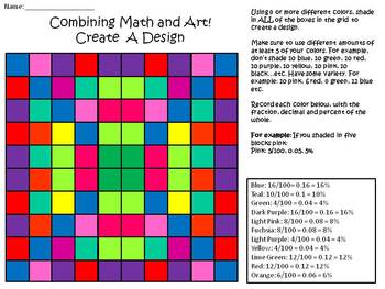 Free Math Activity: Create a Design (Uses Fractions, Decimals and Percents)