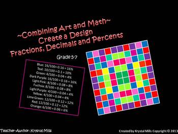 Preview of Free Math Activity: Create a Design (Uses Fractions, Decimals and Percents)