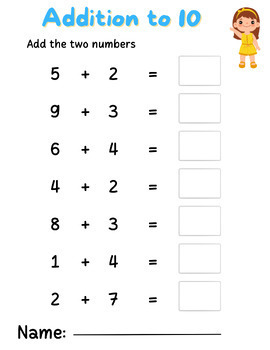 Free Math Addtional and Subtraction for Kinder by KinderSheet | TPT