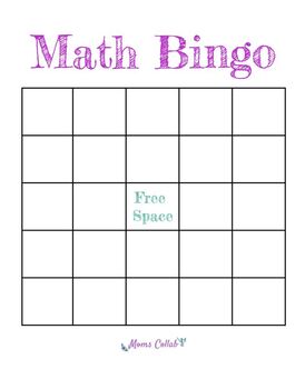 Preview of Free Math Bingo Game Board Template