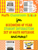 Free Math Classroom Ideas and Tips for Beginning of Year
