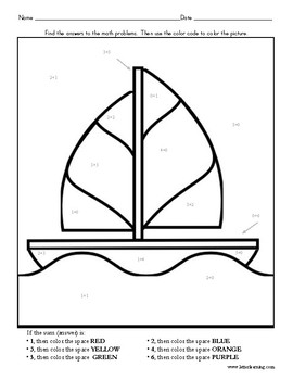 Free Math Coloring Pages - Sums from 0-6 by Letter Learning | TpT