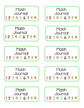 Preview of Free Math Journal label 