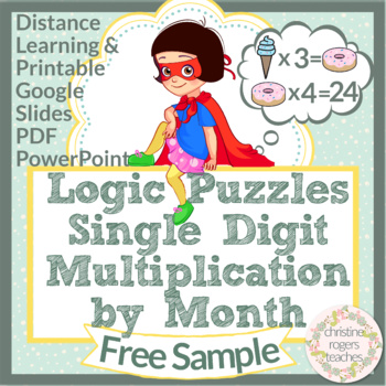 Preview of Free Math Logic Puzzles, Single Digit Multiplication Math Enrichment