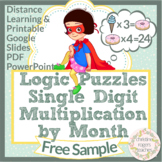 Free Math Logic Puzzles, Single Digit Multiplication Math Enrichment