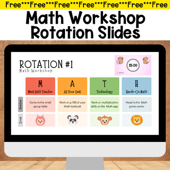Preview of Free Math Rotation Google Slides - Math Center Rotation Slides