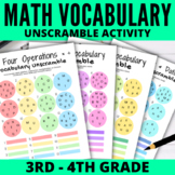 Free Math Vocabulary Unscramble Worksheets 3rd & 4th Grade