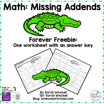 Preview of Free Math Worksheet Missing Addends Math Center Activities