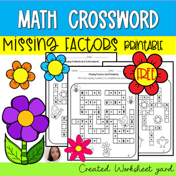 Preview of Free Math crossword , Missing factors , Unplugged Coding printable