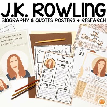 Preview of Free J.K. Rowling Biography, Quote & Research Posters - Women's History Month