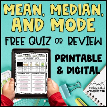 Preview of Free Mean Median Mode Range Quiz