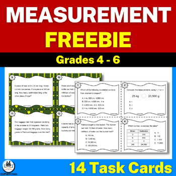 Preview of Free Measurement Conversions & Word Problem Task Cards- Customary & Metric Units