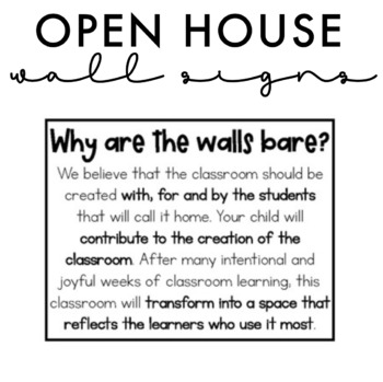 Preview of Free Meet the Teacher Open House Empty Walls Poster Reggio Inspired