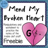 Free Mend My Broken Heart Game {Notes in the Treble Clef Staff}