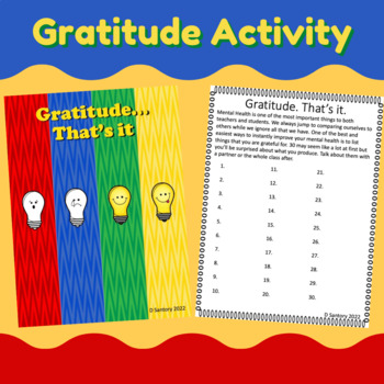 Preview of Free Mental Health Worksheet: Gratitude