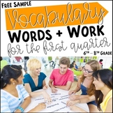Free Middle School Vocabulary Words and Word Work SAMPLE |