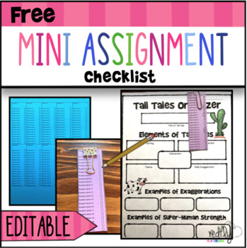 Preview of Free- Mini Class Assignment Checklist- Editable!