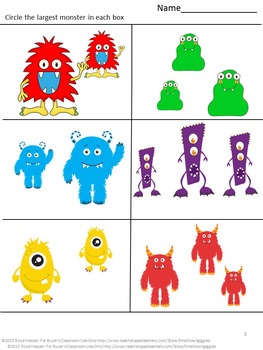 FREE Monster Theme Kindergarten Math Worksheets Ordinal Numbers Sorting ...