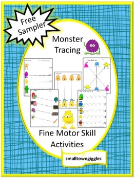 Preview of Free Monsters Theme Line Tracing Worksheets Fine Motor Skills Preschool