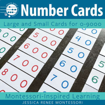 Preview of Montessori Math: Large & Small Number Cards to 9999, Comparing Numbers 1st Grade
