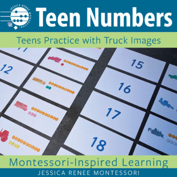 Preview of Free Montessori Teen Numbers Matching Trucks
