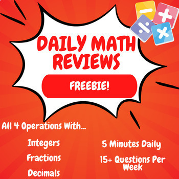 Preview of Free Month Of Arithmetic Bellringers | Integers, Fractions, Decimals, and More