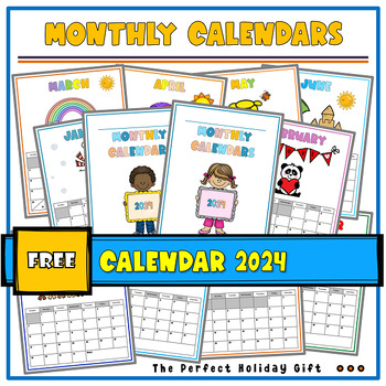 Free Monthly Calendars 2024 | EDITABLE by Ritti's family | TPT