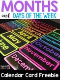 Free Months and Days of the Week Calendar Cards